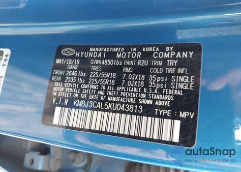 2019 Hyundai Tucson Ultimate from USA, damaged, VIN KM8J3CAL5KU043813